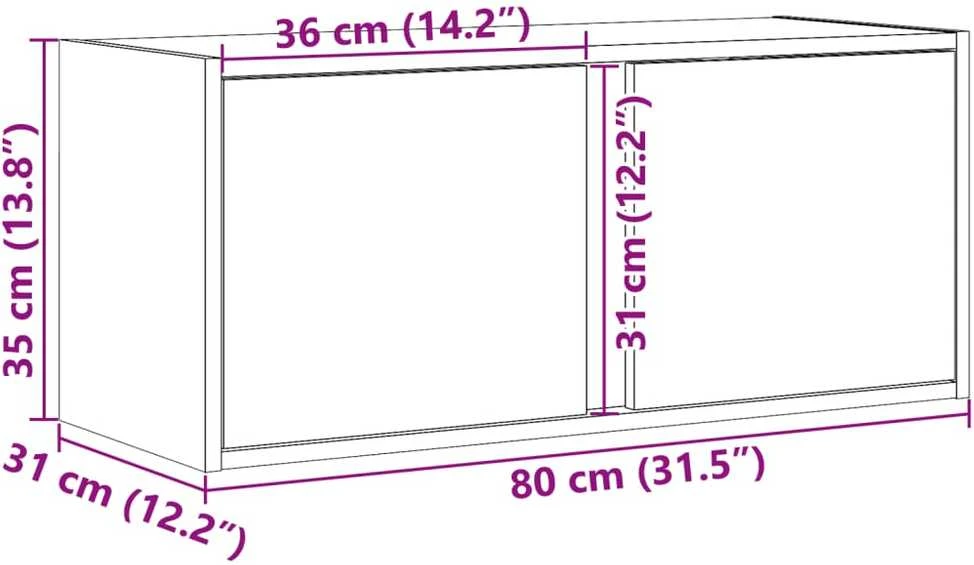 TV staliukas Sieninė TV spintelė su LED lemputėmis, balta, 80x31x35cm