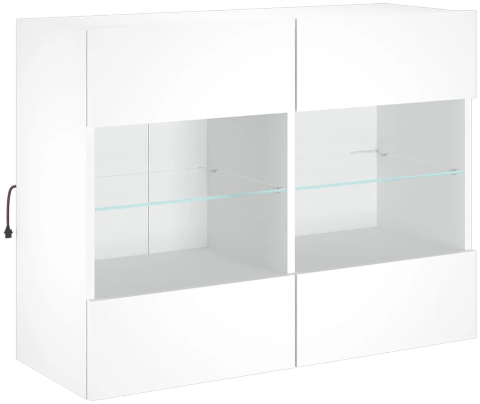 TV staliukas Sieninė TV spintelė su LED lemputėmis, balta, 78,5x30x60,5cm