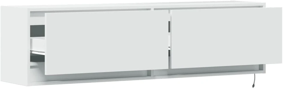 TV staliukas Sieninė TV spintelė su LED lemputėmis, balta, 140x31x38cm