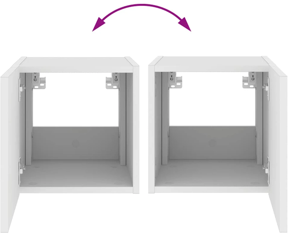 TV staliukas Sieninė TV spintelė su LED lemputėmis, balta, 30,5x35x30cm