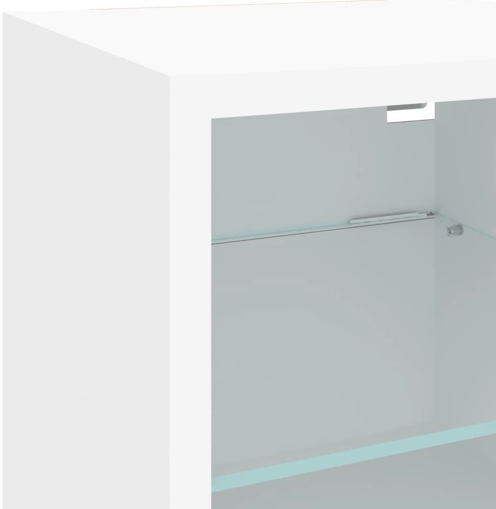 TV staliukas Sieninė TV spintelė su LED lemputėmis, balta, 30x28,5x30cm