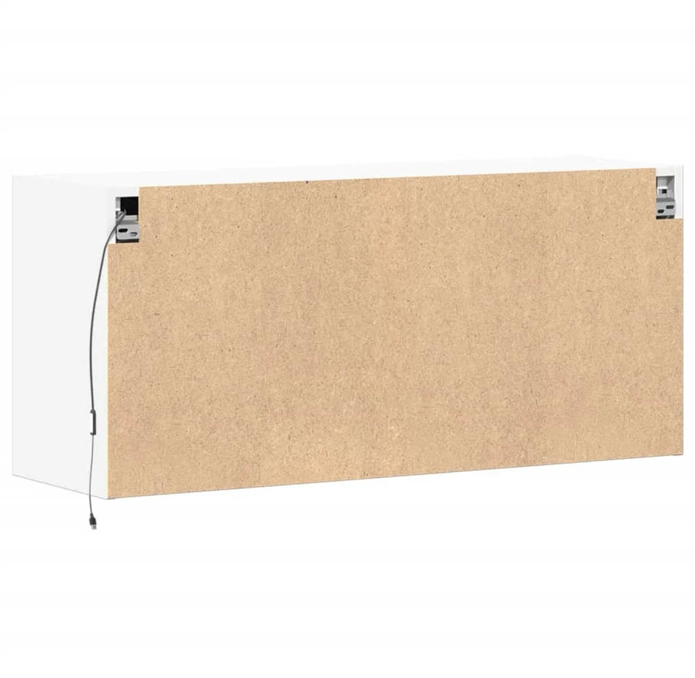 TV staliukas Sieninė TV spintelė su LED lemputėmis, balta, 100x31x45cm
