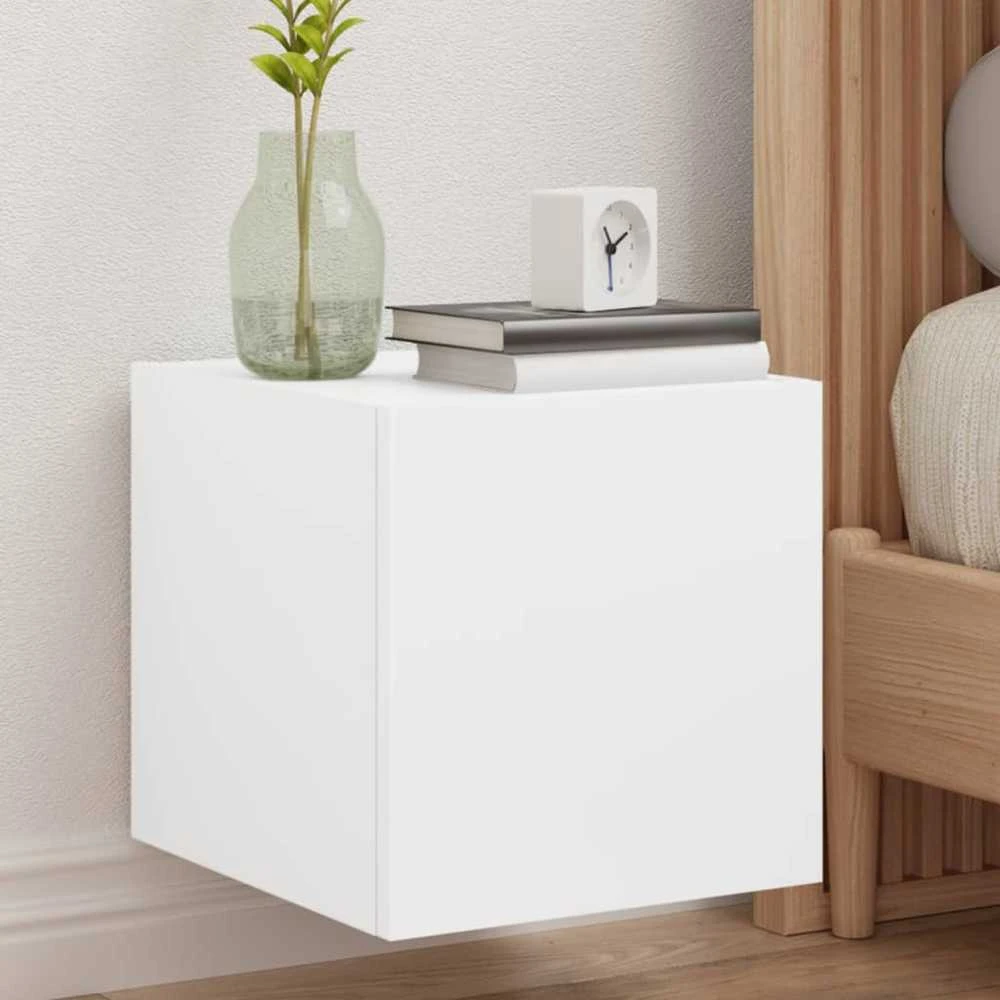 TV staliukas Sieninė TV spintelė su LED lemputėmis, balta, 30,5x35x30cm