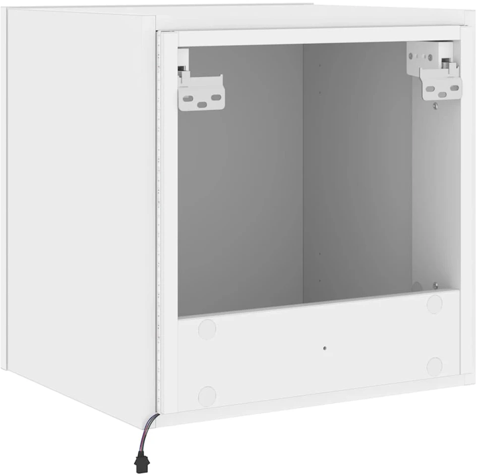 TV staliukas Sieninė TV spintelė su LED lemputėmis, balta, 40,5x35x40cm