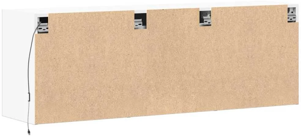 TV staliukas Sieninė TV spintelė su LED lemputėmis, balta, 130x31x45 cm