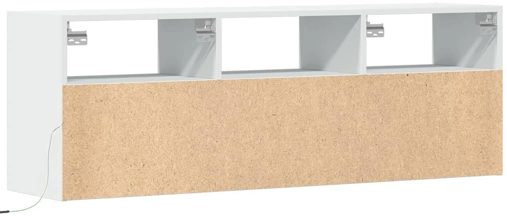 TV staliukas Sieninė TV spintelė su LED lemputėmis, balta, 130x31x45 cm