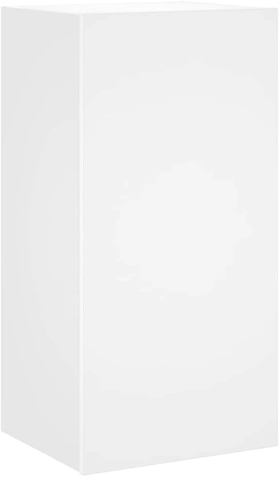 TV staliukas Sieninė TV spintelė su LED lemputėmis, balta, 40,5x35x80cm