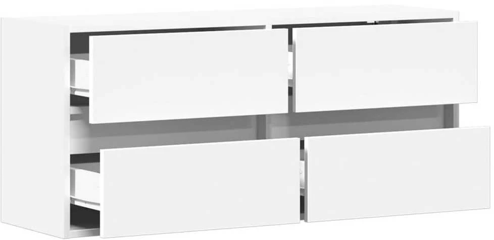 TV staliukas Sieninė TV spintelė su LED lemputėmis, balta, 100x31x45cm