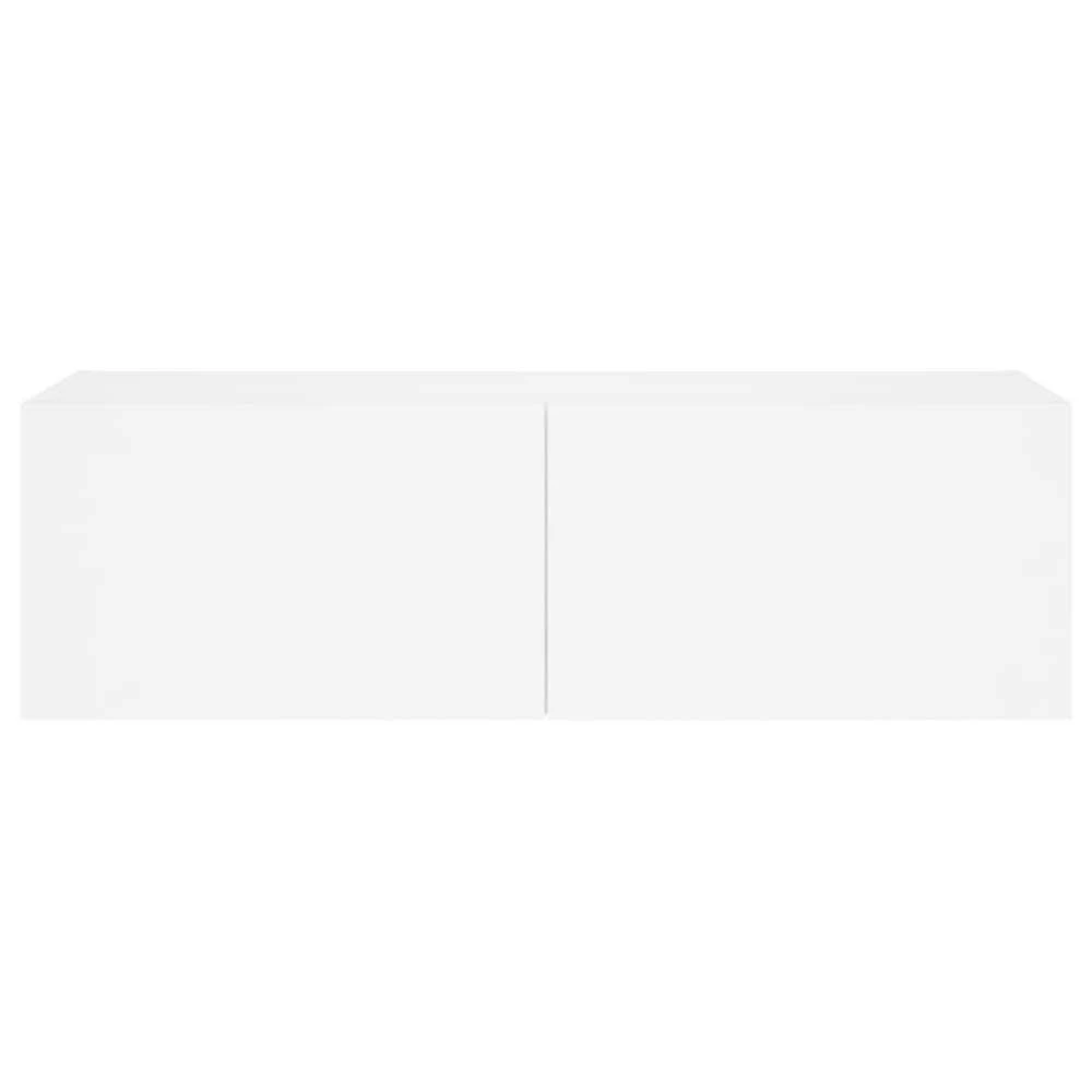 TV staliukas Sieninė TV spintelė su LED lemputėmis, balta, 100x35x31cm