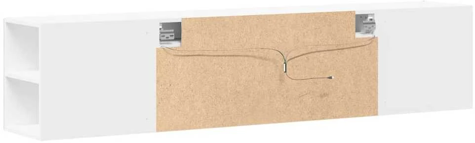 TV staliukas Sieninė TV spintelė su LED lemputėmis, balta, 180x31x39,5cm