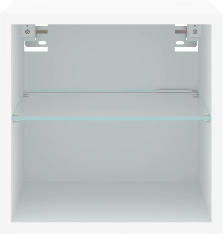 TV staliukas Sieninė TV spintelė su LED lemputėmis, balta, 30x28,5x30cm