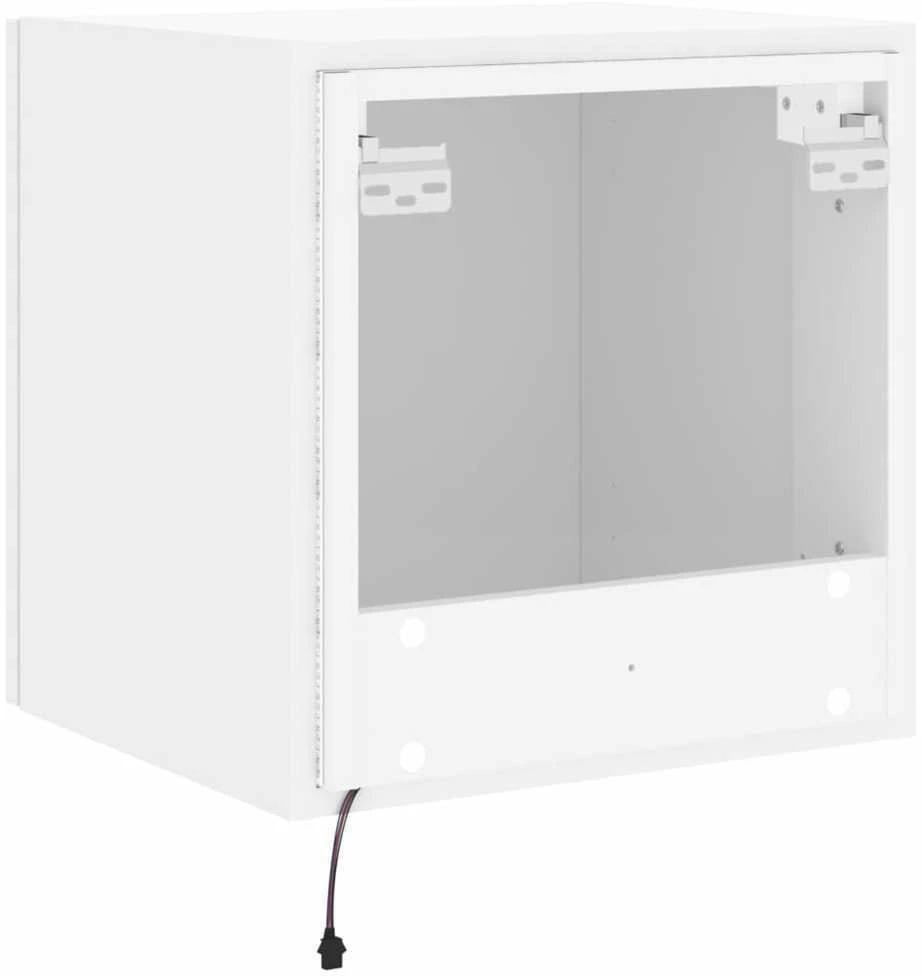 TV staliukas Sieninė TV spintelė su LED lemputėmis, balta, 40,5x35x40cm