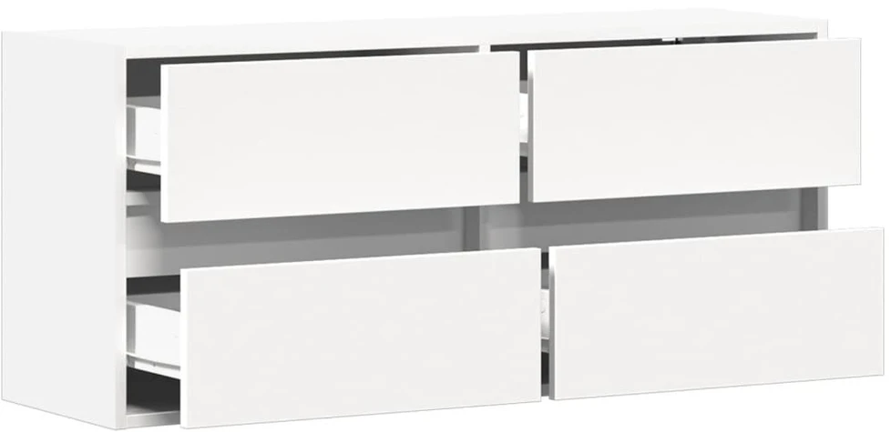 TV staliukas Sieninė TV spintelė su LED lemputėmis, balta, 100x31x45cm