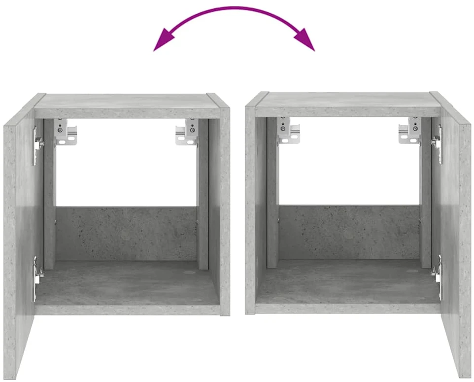 TV staliukas Sieninė TV spintelė su LED lemputėmis, betono, 30,5x35x30cm