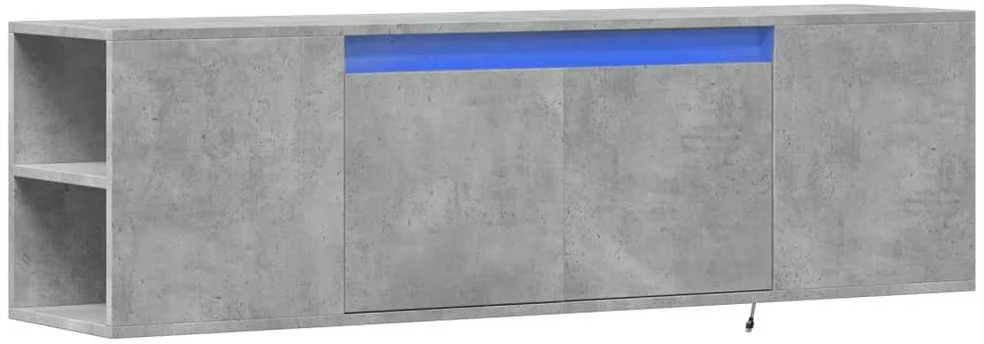 TV staliukas Sieninė TV spintelė su LED lemputėmis, betono, 135x31x39,5cm