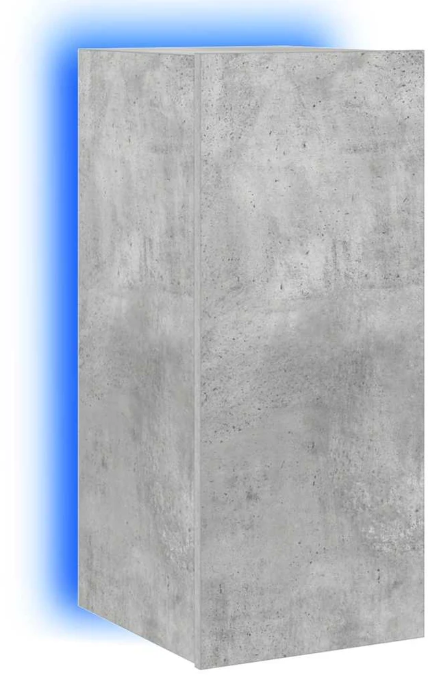 TV staliukas Sieninė TV spintelė su LED lemputėmis, betono, 30,5x35x70cm