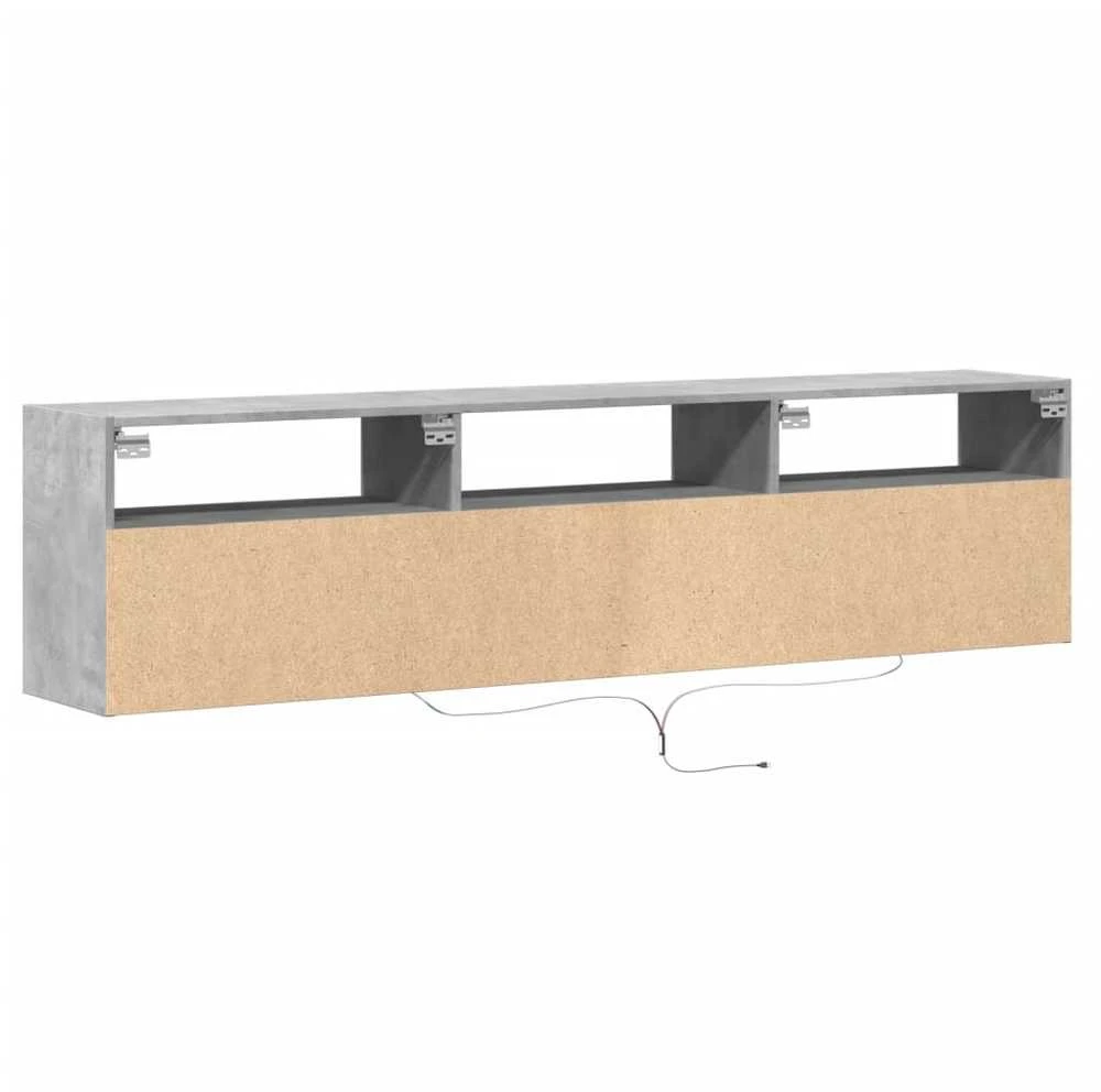 TV staliukas Sieninė TV spintelė su LED lemputėmis, betono, 180x31x45cm