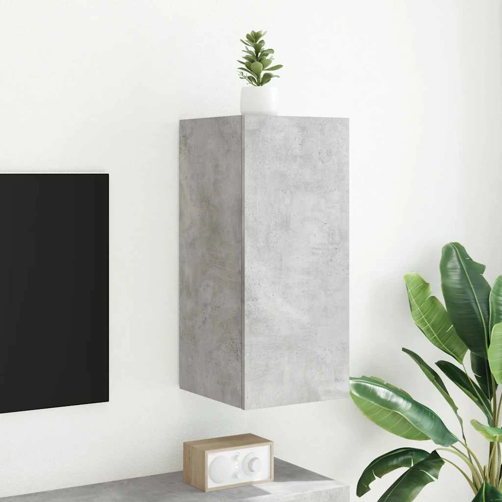 TV staliukas Sieninė TV spintelė su LED lemputėmis, betono, 30,5x35x70cm