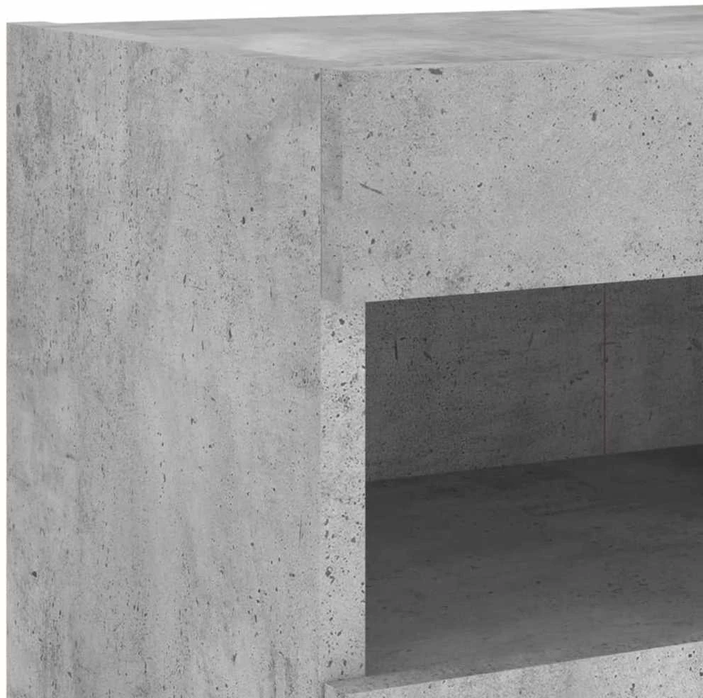 TV staliukas Sieninė TV spintelė su LED lemputėmis, betono pilka, 80x30x40cm