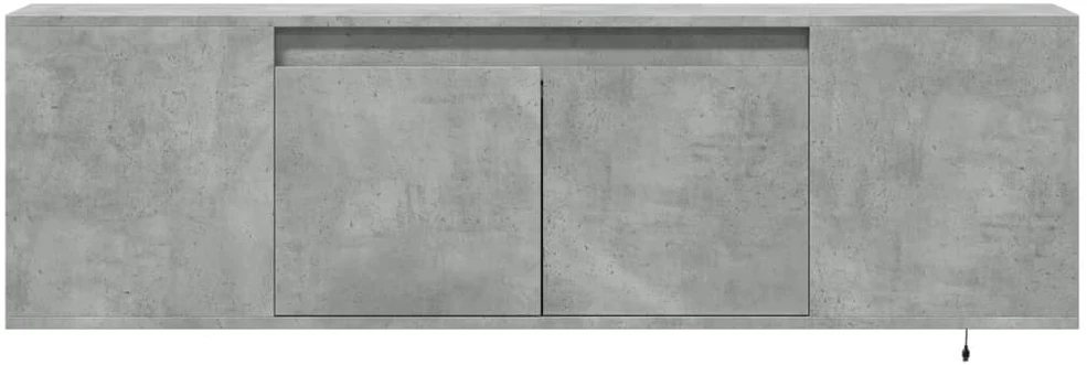 TV staliukas Sieninė TV spintelė su LED lemputėmis, betono, 135x31x39,5cm