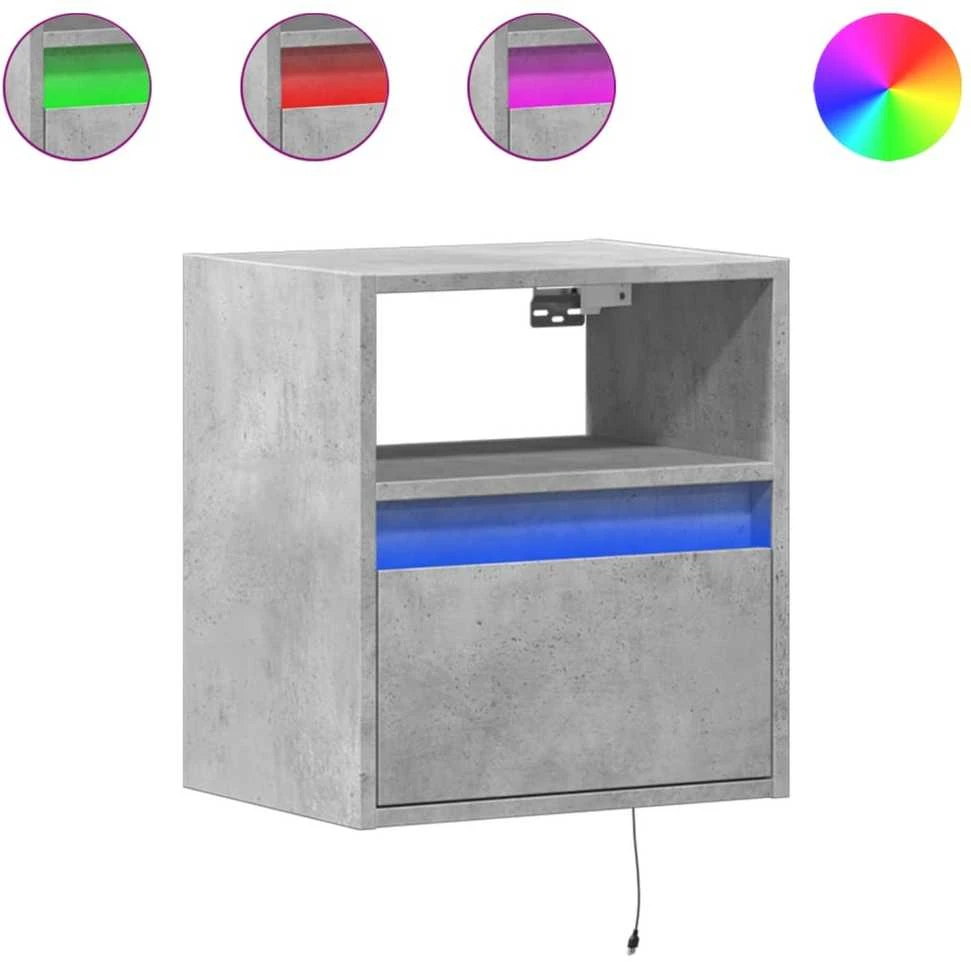 TV staliukas Sieninė TV spintelė su LED lemputėmis, betono, 41x31x45cm