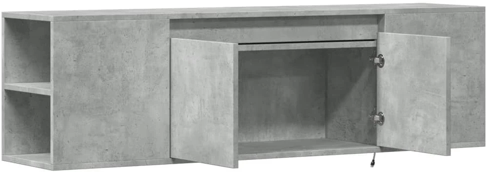 TV staliukas Sieninė TV spintelė su LED lemputėmis, betono, 135x31x39,5cm