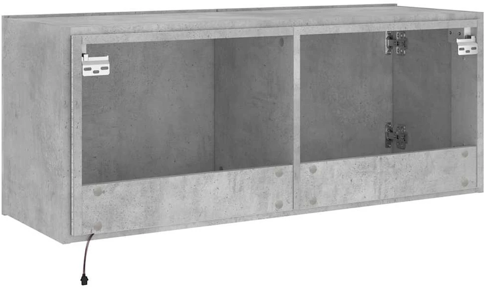TV staliukas Sieninė TV spintelė su LED lemputėmis, betono, 100x35x41cm