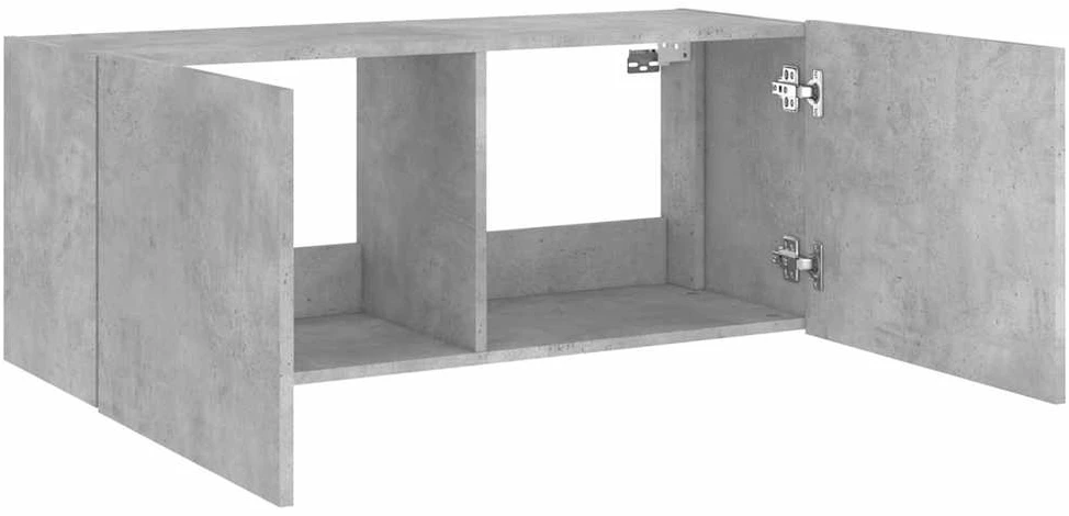 TV staliukas Sieninė TV spintelė su LED lemputėmis, betono, 100x35x41cm