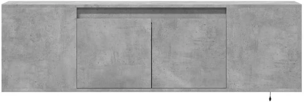 TV staliukas Sieninė TV spintelė su LED lemputėmis, betono, 135x31x39,5cm