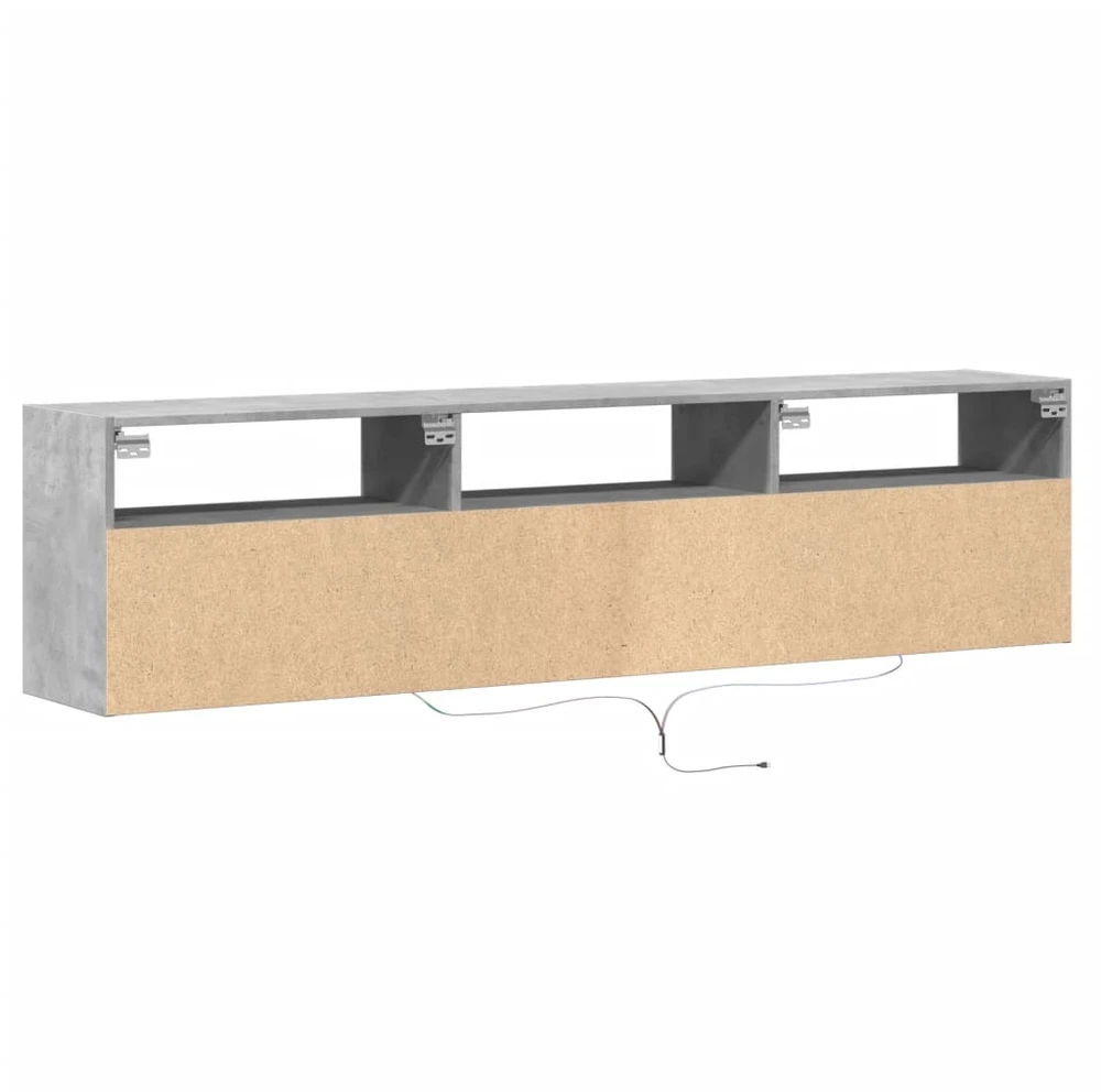 TV staliukas Sieninė TV spintelė su LED lemputėmis, betono, 180x31x45cm