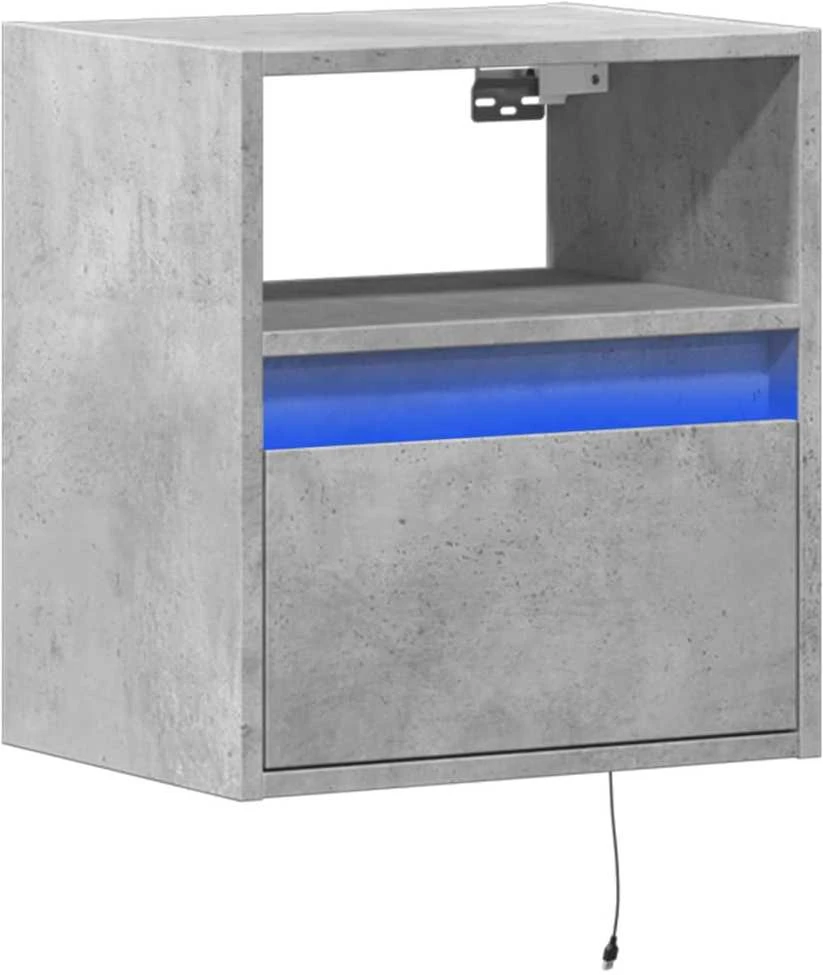 TV staliukas Sieninė TV spintelė su LED lemputėmis, betono, 41x31x45cm