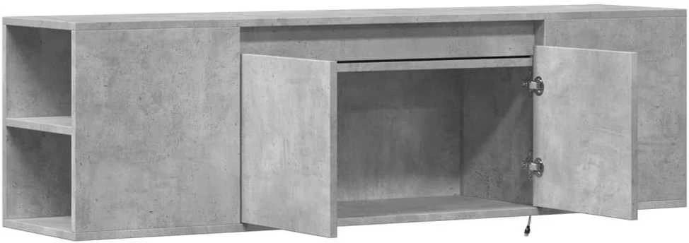 TV staliukas Sieninė TV spintelė su LED lemputėmis, betono, 135x31x39,5cm