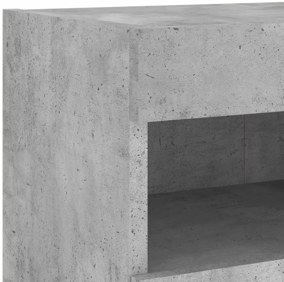 TV staliukas Sieninė TV spintelė su LED lemputėmis, betono pilka, 80x30x40cm
