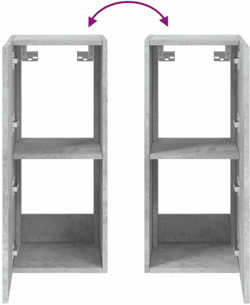 TV staliukas Sieninė TV spintelė su LED lemputėmis, betono, 30,5x35x70cm