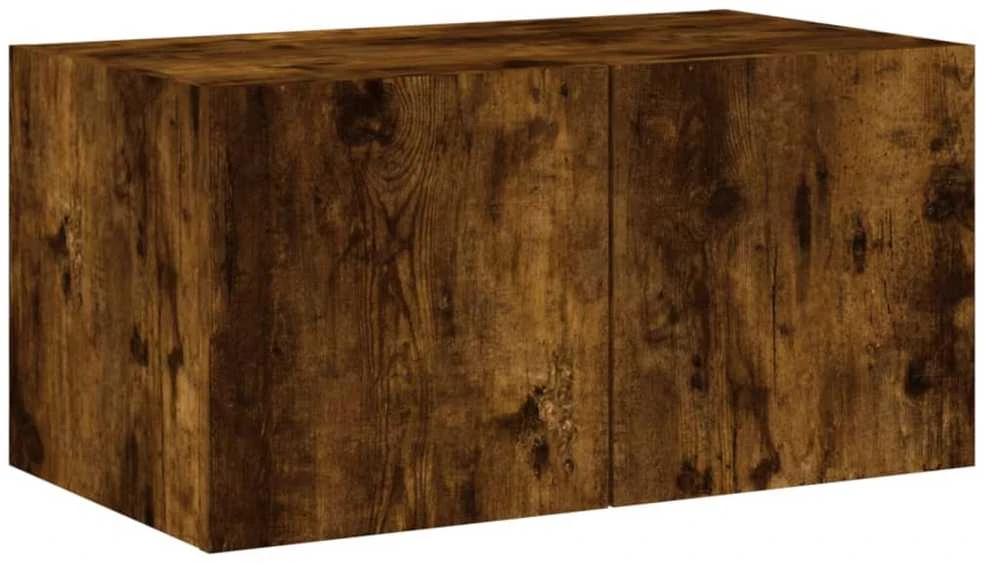 TV staliukas Sieninė TV spintelė su LED lemputėmis, dūminė, 60x35x31cm