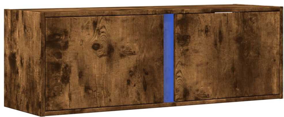 TV staliukas Sieninė TV spintelė su LED lemputėmis, dūminė, 100x31x35cm