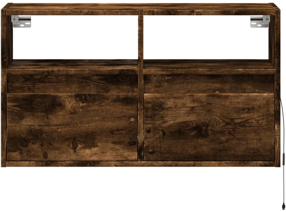 TV staliukas Sieninė TV spintelė su LED lemputėmis, dūminė, 80x31x45cm