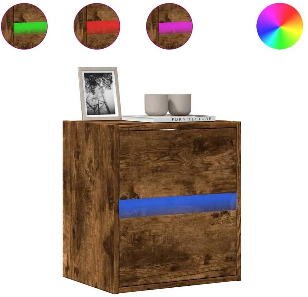 TV staliukas Sieninė TV spintelė su LED lemputėmis, dūminė, 41x31x45cm