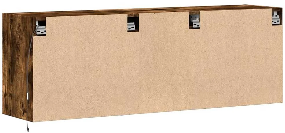 TV staliukas Sieninė TV spintelė su LED lemputėmis, dūminė, 130x31x45 cm