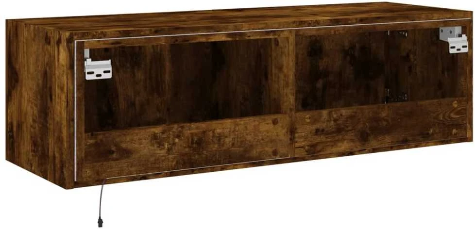 TV staliukas Sieninė TV spintelė su LED lemputėmis, dūminė, 100x35x31cm