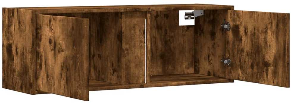 TV staliukas Sieninė TV spintelė su LED lemputėmis, dūminė, 100x31x35cm