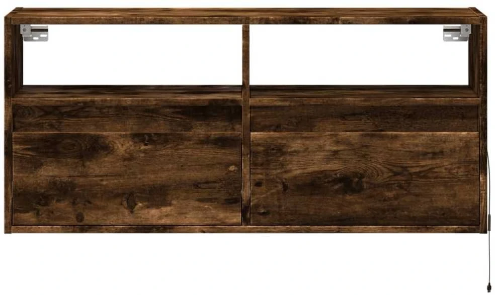 TV staliukas Sieninė TV spintelė su LED lemputėmis, dūminė, 100x31x45cm