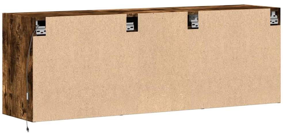 TV staliukas Sieninė TV spintelė su LED lemputėmis, dūminė, 130x31x45 cm