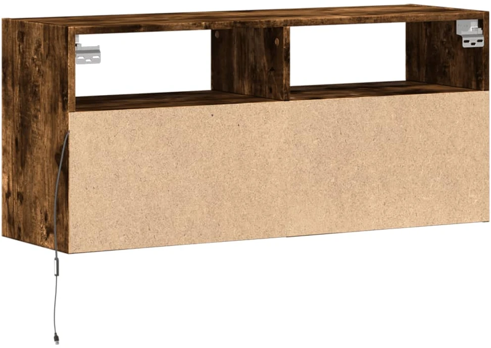 TV staliukas Sieninė TV spintelė su LED lemputėmis, dūminė, 100x31x45cm