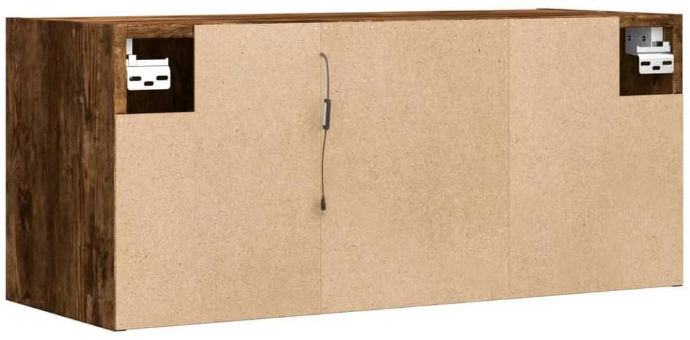 TV staliukas Sieninė TV spintelė su LED lemputėmis, dūminė, 80x31x35cm