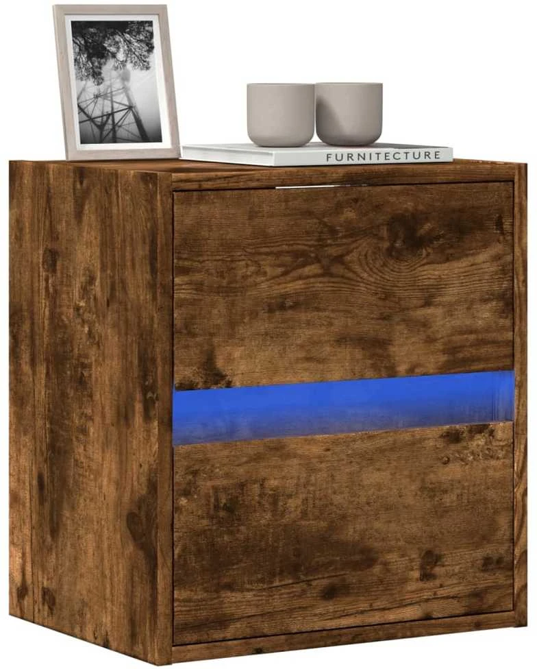 TV staliukas Sieninė TV spintelė su LED lemputėmis, dūminė, 41x31x45cm