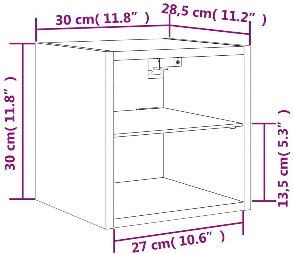 TV staliukas Sieninė TV spintelė su LED lemputėmis, dūminė, 30x28,5x30cm