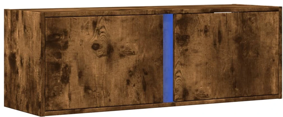 TV staliukas Sieninė TV spintelė su LED lemputėmis, dūminė, 100x31x35cm