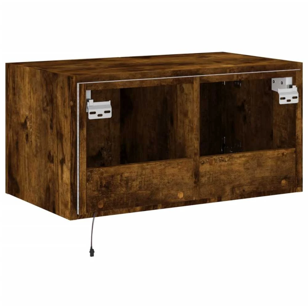 TV staliukas Sieninė TV spintelė su LED lemputėmis, dūminė, 60x35x31cm