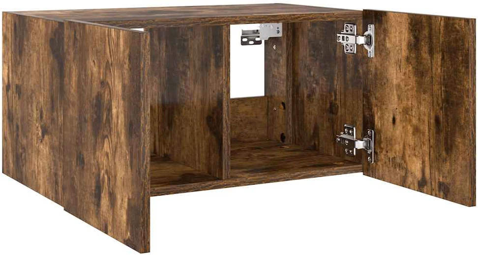 TV staliukas Sieninė TV spintelė su LED lemputėmis, dūminė, 60x35x31cm